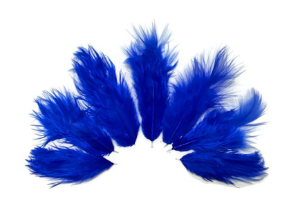 1 Dozen - Solid Royal Blue Mini Rooster Chickabou Fluff Whiting Hair Feathers