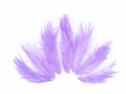 1 Dozen - Solid Lavender Mini Rooster Chickabou Fluff Whiting Hair Feathers