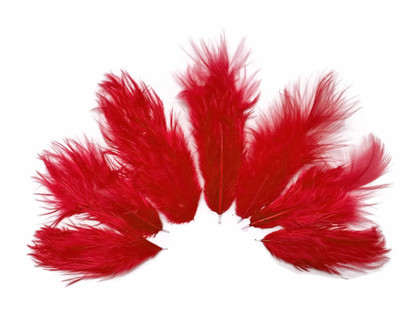 1 Dozen - Solid Red Mini Rooster Chickabou Fluff Whiting Hair Feathers