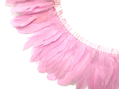 1 Yard - Light Pink Goose Pallet Parried Dyed Feather Trim