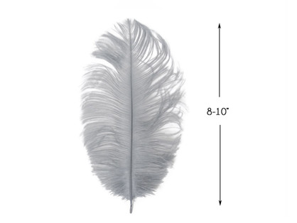 10 Pieces - 8-10" Silver Gray Ostrich Dyed Drabs Feathers