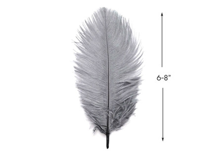 10 Pieces - 6-8" Silver Gray Ostrich Dyed Drabs Body Feathers