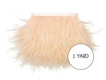 1 Yard - Champagne Ostrich Fringe Trim Wholesale Feather (Bulk)