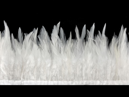 1 Yard - White Rooster Neck Hackle Saddle Feather Wholesale Trim