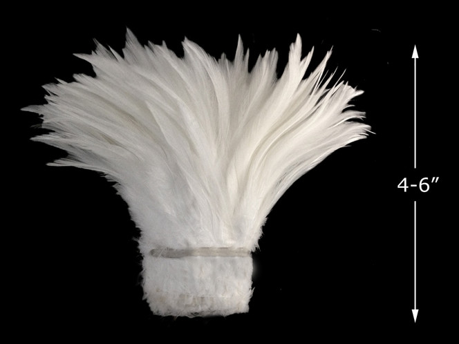 1 Yard – 4-6” Natural White Strung Chinese Rooster Saddle Wholesale Feathers (Bulk) 