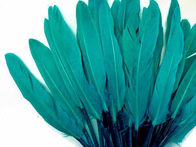 1/4 Lb. - Peacock Green Dyed Duck Cochettes Loose Wing Quill Wholesale Feather (Bulk)