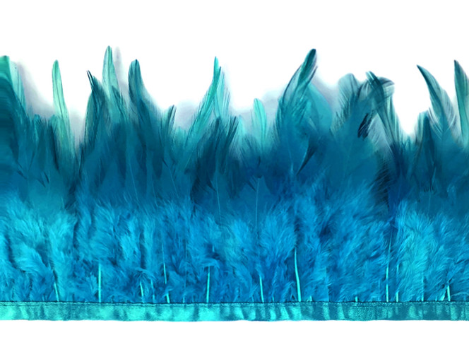 1 Yard - Turquoise Blue Rooster Neck Hackle Saddle Feather Wholesale Trim