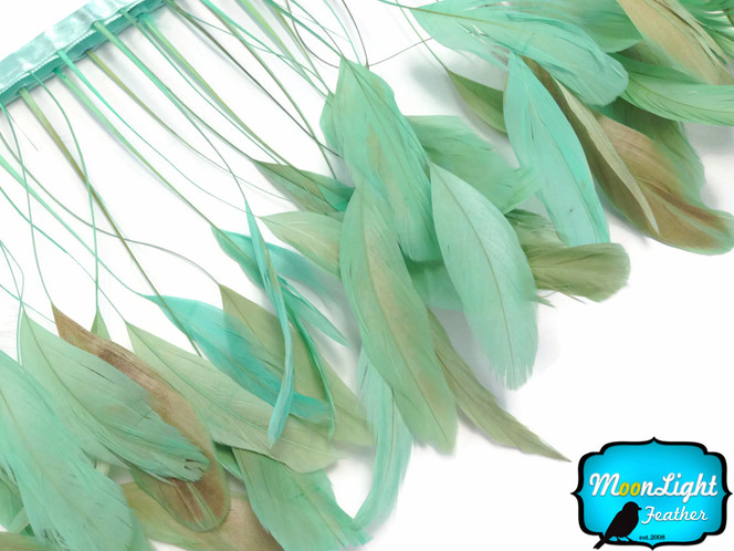 Aqua Green Stripped Coque Tail Feathers Wholesale (Bulk)