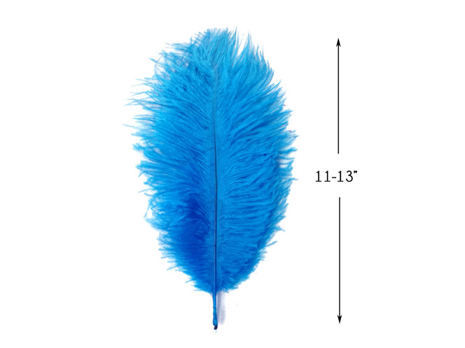 10 Pieces - 11-13" Turquoise Blue Bleached & Dyed Ostrich Drabs Body Feathers