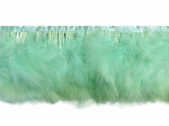 1 Yard - Aqua Green Marabou Turkey Fluff Feather Fringe Trim