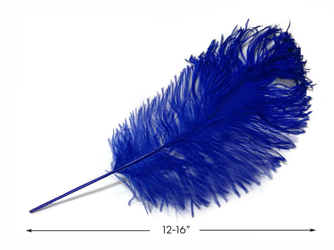 10 Pieces -  12-16" Royal Blue Dyed Ostrich Tail Fancy Feathers