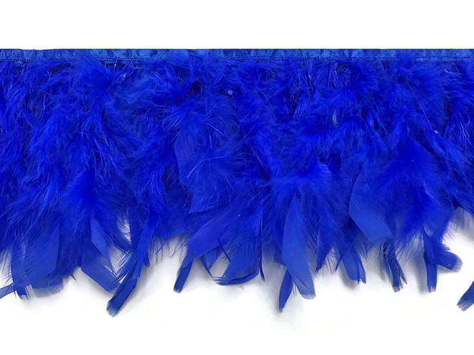 1 Yard - Royal Blue Chandelle Turkey Fluffy Feather Trim