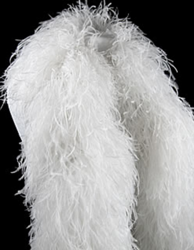 2 Yards - 12 Plys White Ostrich Extra Large Heavyweight Feather Boa