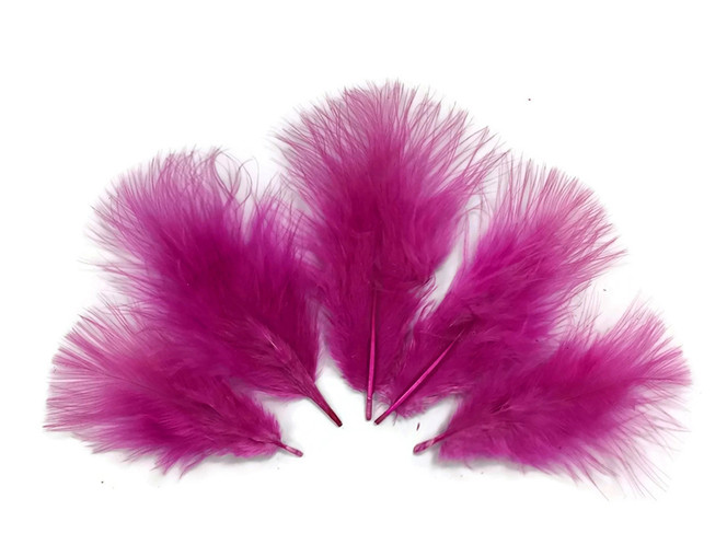 1/4 Lb - Fuchsia Pink Turkey Marabou Short Down Fluffy Loose Wholesale Feathers (Bulk)