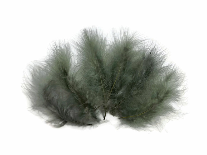 1/4 Lb - 5-6" Silver Gray Green Turkey Marabou Short Down Fluffy Loose Wholesale Feathers (Bulk)