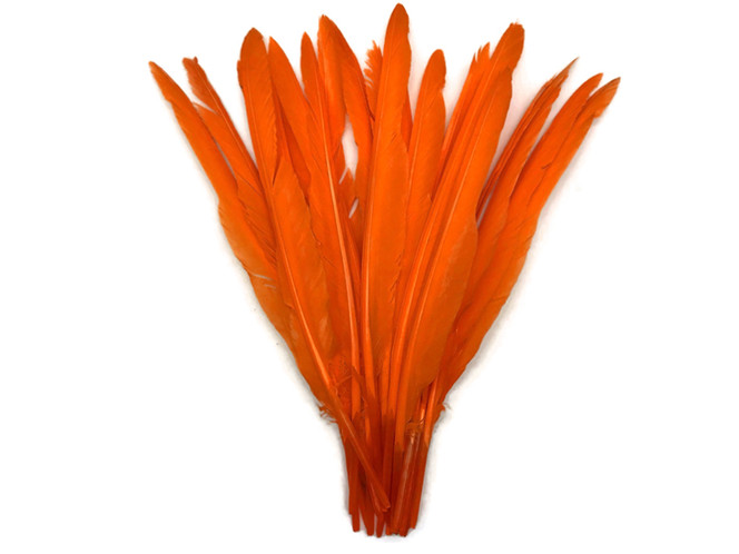 1/4 Lb. - Orange Goose Pointers Long Primaries Wing Wholesale Feathers (Bulk)