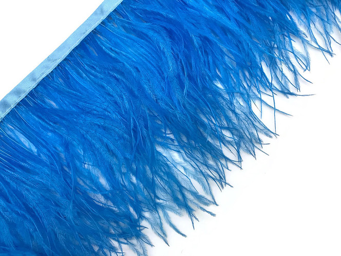 6 Inch Strip Turquoise Blue Ostrich Fringe Trim | Moonlight Feather