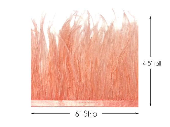 6 Inch Strip - Peach Pink Ostrich Fringe Trim Feather