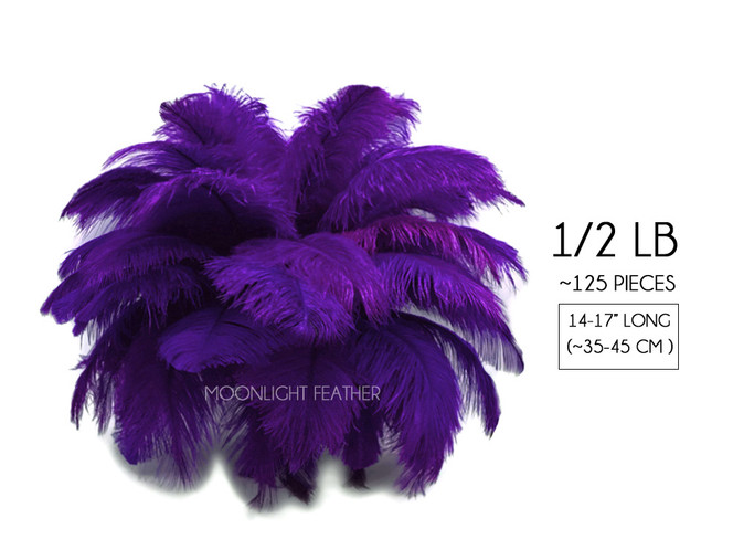 1/2 lb. - 14-17 Purple Ostrich Large Body Drab Wholesale Feathers (Bulk)