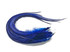 6 Pieces - Solid Royal Blue Thick  Long Rooster Hair Extension Feathers