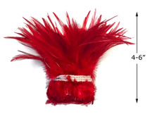 1 Yard – 4-6” Dyed Red Strung Chinese Rooster Saddle Wholesale Feathers (Bulk) 