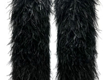 2 Yards - 12 Plys Black Ostrich Extra Large Heavyweight Feather Boa