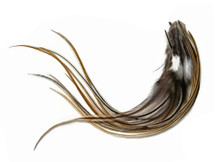 1 Dozen - Medium Golden Badger Rooster Saddle Whiting Hair Extension Feathers