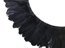 1 Yard - Black Goose Pallet Parried Dyed Feather Trim