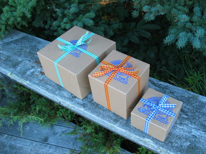 Four sizes of gift boxes--we'll fill with whatever you choose (and can still get the lid on!)