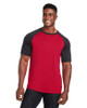 Team 365 TT62 Unisex Zone Colorblock Raglan T-Shirt | Sport Red/ Black Heather