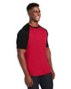 Team 365 TT62 Unisex Zone Colorblock Raglan T-Shirt | Sport Red/ Black Heather