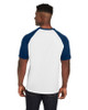 Team 365 TT62 Unisex Zone Colorblock Raglan T-Shirt | White/ Sport Dark Navy Heather