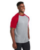 Team 365 TT62 Unisex Zone Colorblock Raglan T-Shirt | Athletic Heather/ Sport Red