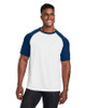 Team 365 TT62 Unisex Zone Colorblock Raglan T-Shirt | White/ Sport Dark Navy Heather