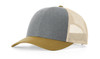 Richardson 115 Low Profile Trucker Cap | Heather Grey/ Birch/ Amber Gold Richardson 115 Low Profile Trucker Cap | Heather Grey/ Birch/ Amber Gold