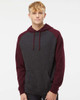 Independent Trading Co. IND40RP Raglan Hooded Sweatshirt | Charcoal Heather/ Burgundy Heather
