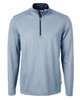 Cutter & Buck Virtue Eco Pique Micro Stripe Recycled Mens Quarter Zip | Atlas/Navy Blue