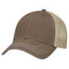6H647M Enzyme Washed Deluxe Twill/Soft Nylon Mesh Chino Cap | Washed Brown/ Washed Tan