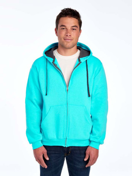 Fruit of the Loom SF73R Softspun Full-Zip Hooded Sweatshirt | Scuba Blue