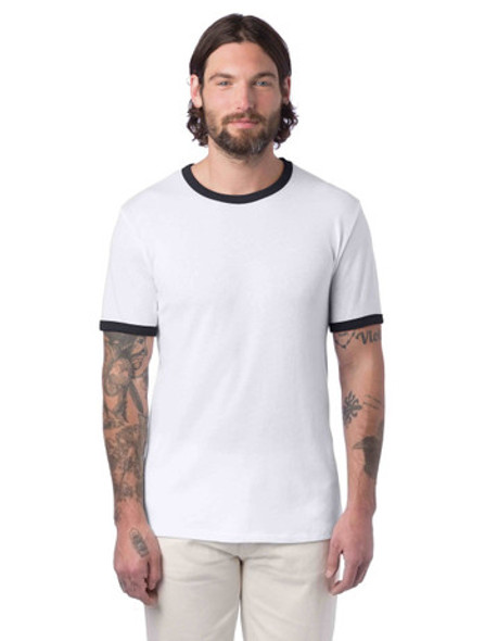 Alternative Apparel 5103BP Unisex Vintage Jersey Keeper Ringer T-Shirt | White/ Black