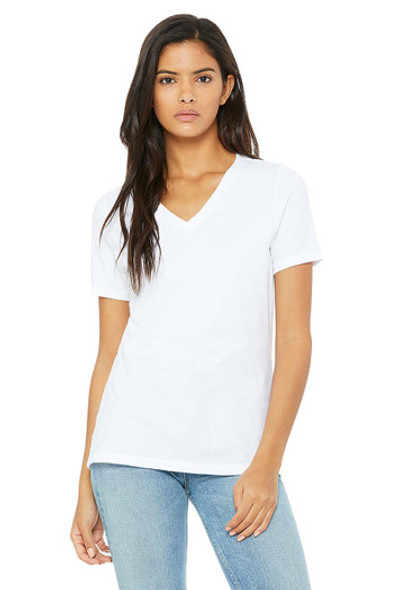 Bella+Canvas 6405 Women's Relaxed Jersey V-neck T-shirt | White