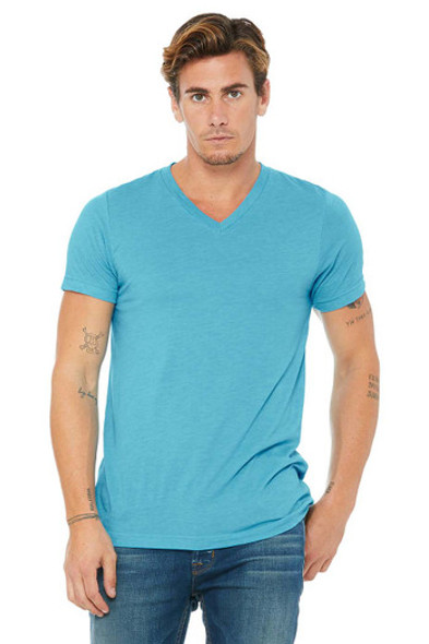 Bella+Canvas 3415C Unisex V-Neck Tri-Blend T-Shirt | Aqua Triblend