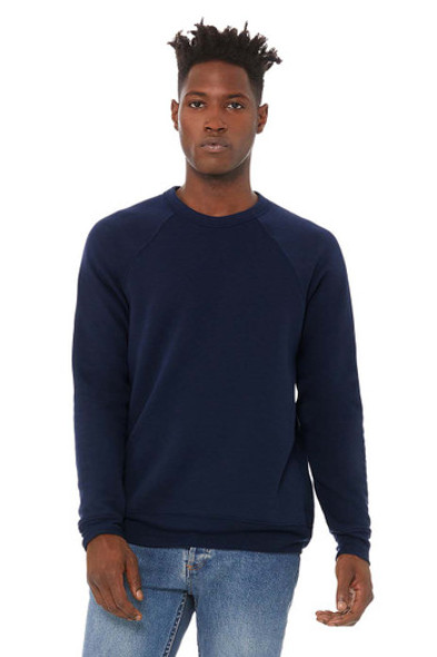 Bella+Canvas 3901 Unisex Fleece Raglan Crewneck Sweatshirt | Navy