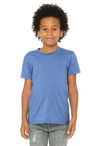 Bella+Canvas 3001YCV Youth CVC Jersey T-Shirt | Heather Columbia Blue