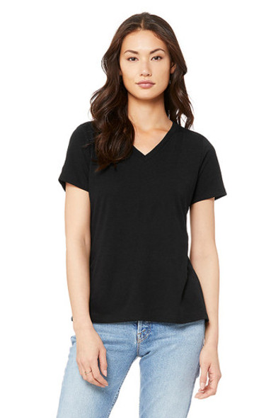 Bella + Canvas 6415 Ladies' Relaxed Triblend V-Neck T-Shirt | Solid Black Triblend