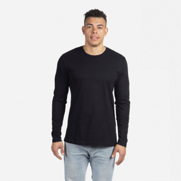 Next Level N3601 Men's Premium Fitted Long Sleeve Crew Tee | Black