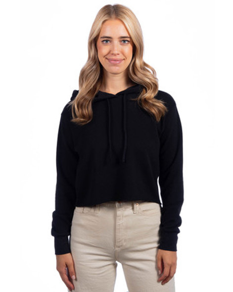 Next Level 9384 Ladies' Cropped Pullover Hooded Sweatshirt | Black