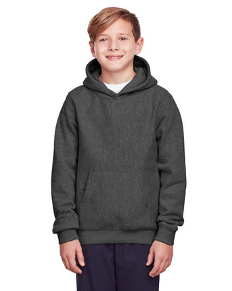 Team 365 TT96Y Youth Zone HydroSport Heavyweight Pullover Hooded Sweatshirt | Dark Grey Heather