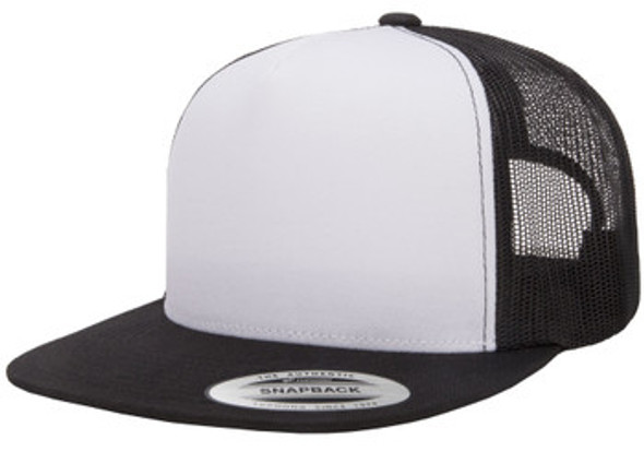 Yupoong 6006W Adult Classic Trucker with White Front Panel Cap | Black/ White/ Black