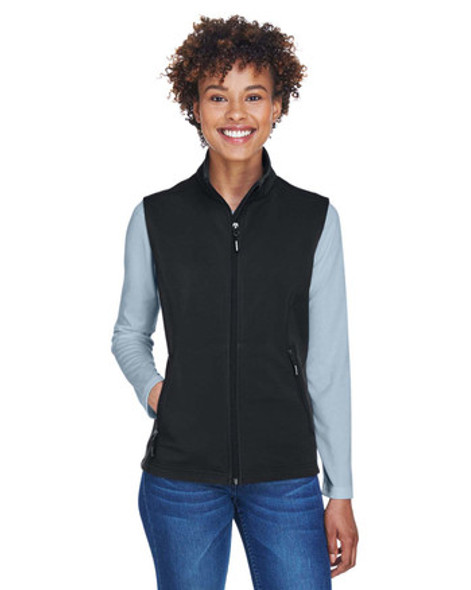 Core365 CE701W Ladies' Cruise Two-Layer Fleece Bonded Soft Shell Vest | Black